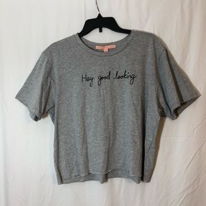 **SOLD** “Hey good looking” grey cropped t shirt